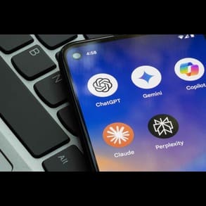 Phone screen displaying AI tools