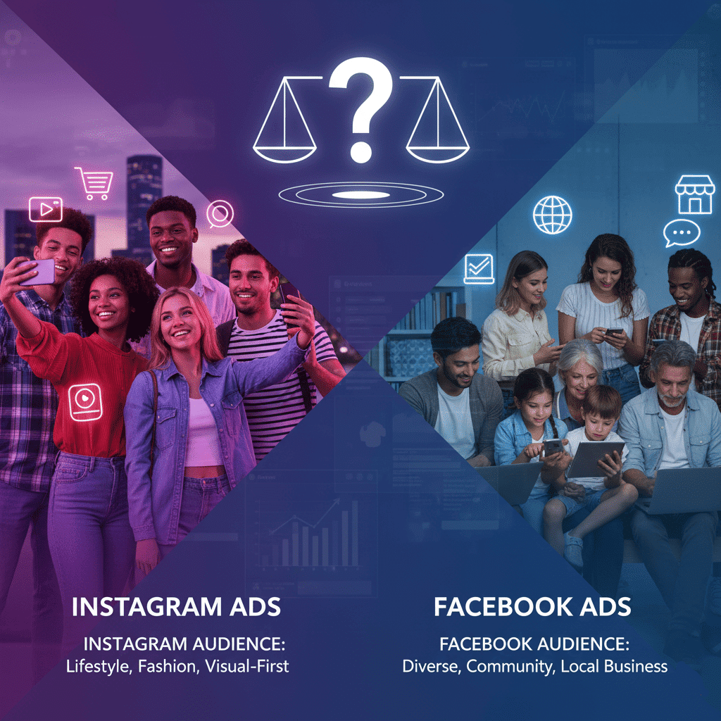 Comparison of Instagram and Facebook audiences with lifestyle and community themes.